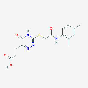 molecular formula C16H18N4O4S B2748797 3-(3-((2-((2,4-Dimethylphenyl)amino)-2-oxoethyl)thio)-5-oxo-4,5-dihydro-1,2,4-triazin-6-yl)propanoic acid CAS No. 881433-38-1