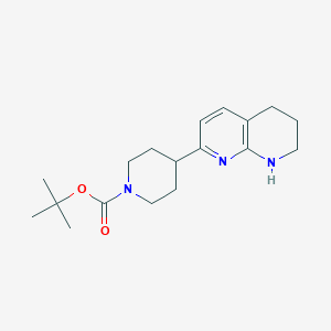 molecular formula C18H27N3O2 B2748800 叔丁基-4-(5,6,7,8-四氢-1,8-萘啶-2-基)哌啶-1-羧酸乙酯 CAS No. 206989-63-1