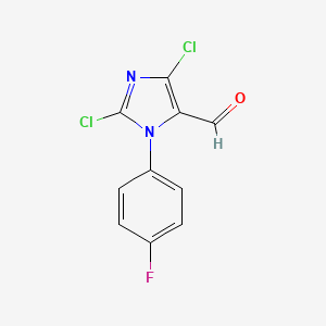 molecular formula C10H5Cl2FN2O B2748809 2,5-Dichloro-3-(4-fluorophenyl)imidazole-4-carbaldehyde CAS No. 1314745-26-0