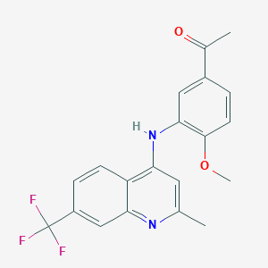 molecular formula C20H17F3N2O2 B2748810 1-(4-甲氧基-3-((2-甲基-7-(三氟甲基)喹啉-4-基)氨基)苯基)乙酮 CAS No. 881940-51-8