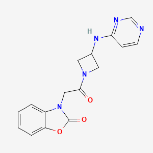 molecular formula C16H15N5O3 B2748841 3-(2-oxo-2-(3-(pyrimidin-4-ylamino)azetidin-1-yl)ethyl)benzo[d]oxazol-2(3H)-one CAS No. 2176069-67-1