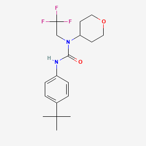 molecular formula C18H25F3N2O2 B2748843 3-(4-(tert-butyl)phenyl)-1-(tetrahydro-2H-pyran-4-yl)-1-(2,2,2-trifluoroethyl)urea CAS No. 1396856-68-0