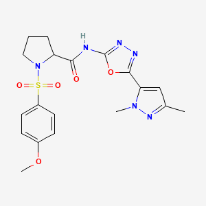 N-(5-(1,3-dimethyl-1H-pyrazol-5-yl)-1,3,4-oxadiazol-2-yl)-1-((4-methoxyphenyl)sulfonyl)pyrrolidine-2-carboxamide