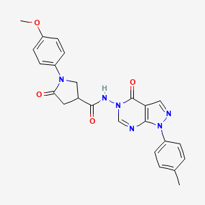 molecular formula C24H22N6O4 B2748879 1-(4-methoxyphenyl)-5-oxo-N-(4-oxo-1-(p-tolyl)-1H-pyrazolo[3,4-d]pyrimidin-5(4H)-yl)pyrrolidine-3-carboxamide CAS No. 919842-31-2