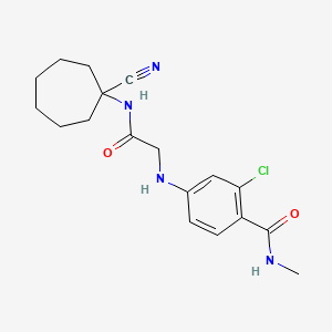 molecular formula C18H23ClN4O2 B2748883 2-chloro-4-({[(1-cyanocycloheptyl)carbamoyl]methyl}amino)-N-methylbenzamide CAS No. 1333952-57-0