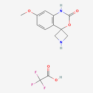 molecular formula C13H13F3N2O5 B2748885 7-Methoxyspiro[1H-3,1-benzoxazine-4,3'-azetidine]-2-one;2,2,2-trifluoroacetic acid CAS No. 2551115-41-2