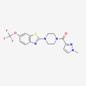 molecular formula C17H16F3N5O2S B2748890 (1-甲基-1H-吡唑-3-基)(4-(6-(三氟甲氧基)苯并[2,3-d]噻唑-2-基)哌嗪-1-基)甲酮 CAS No. 1203378-44-2