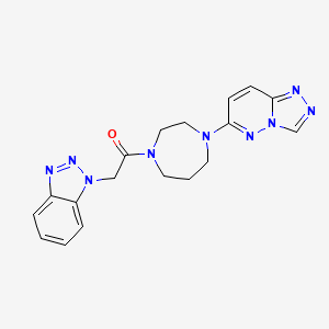 molecular formula C18H19N9O B2748891 1-(4-([1,2,4]三唑并[4,3-b]吡啶-6-基)-1,4-二氮杂环庚-1-基)-2-(1H-苯并[d][1,2,3]噻唑-1-基)乙酮 CAS No. 2320467-57-8