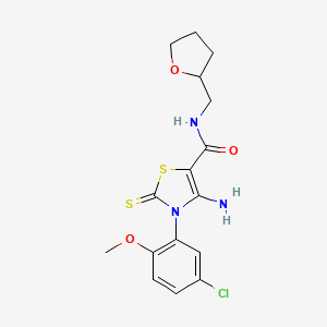 4-amino-3-(5-chloro-2-methoxyphenyl)-N-((tetrahydrofuran-2-yl)methyl)-2-thioxo-2,3-dihydrothiazole-5-carboxamide