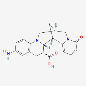 molecular formula C20H21N3O3 B2748897 (1R,9R,16S,16aR)-4-amino-12-oxo-1,9,10,12,16,16a-hexahydro-2H,8H-9,16-methanopyrido[2',1':4,5][1,5]diazocino[1,2-a]quinoline-1-carboxylic acid CAS No. 2108156-16-5