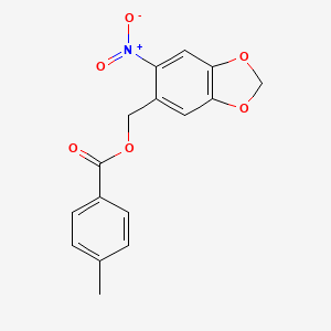 molecular formula C16H13NO6 B2748901 (6-nitro-2H-1,3-benzodioxol-5-yl)methyl 4-methylbenzoate CAS No. 331460-09-4