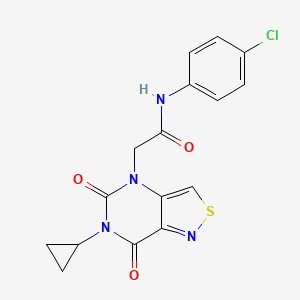 molecular formula C16H13ClN4O3S B2748919 1-[(3-氯-4-氟苯基)磺酰]-N-[(2-甲基-1,3-噻唑-4-基)甲基]-D-脯氨酰胺 CAS No. 1251545-06-8