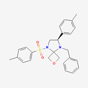 molecular formula C26H28N2O3S B2748923 (7R)-8-Benzyl-7-(4-methylphenyl)-5-(4-methylphenyl)sulfonyl-2-oxa-5,8-diazaspiro[3.4]octane CAS No. 1556097-49-4
