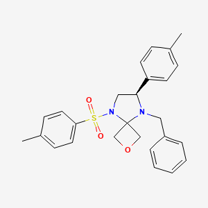 molecular formula C26H28N2O3S B2748923 (7R)-8-苄基-7-(4-甲基苯基)-5-(4-甲基苯基)磺酰-2-氧-5,8-二氮杂螺[3.4]辛烷 CAS No. 1556097-49-4