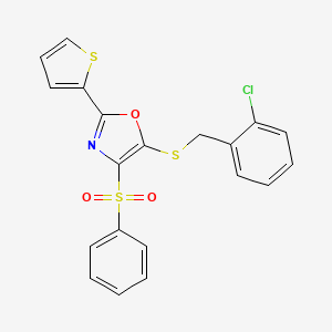 4-(Benzenesulfonyl)-5-[(2-chlorophenyl)methylsulfanyl]-2-thiophen-2-yl-1,3-oxazole