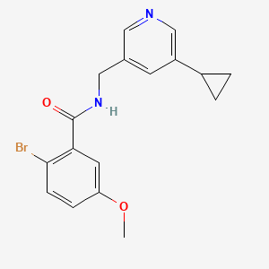 molecular formula C17H17BrN2O2 B2748927 2-溴-N-((5-环丙基吡啶-3-基)甲基)-5-甲氧基苯甲酰胺 CAS No. 2034206-29-4