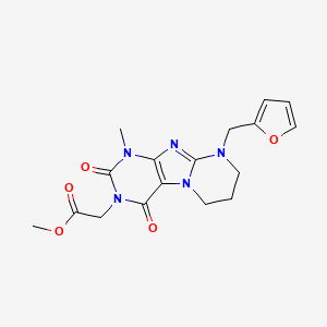 molecular formula C17H19N5O5 B2748941 methyl 2-[9-(furan-2-ylmethyl)-1-methyl-2,4-dioxo-7,8-dihydro-6H-purino[7,8-a]pyrimidin-3-yl]acetate CAS No. 876151-08-5