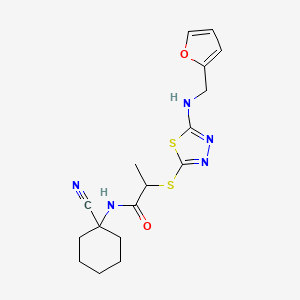 molecular formula C17H21N5O2S2 B2748968 N-(1-cyanocyclohexyl)-2-[(5-{[(furan-2-yl)methyl]amino}-1,3,4-thiadiazol-2-yl)sulfanyl]propanamide CAS No. 1286072-04-5