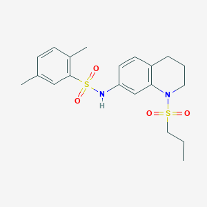 molecular formula C20H26N2O4S2 B2748973 2,5-dimethyl-N-(1-(propylsulfonyl)-1,2,3,4-tetrahydroquinolin-7-yl)benzenesulfonamide CAS No. 946249-43-0