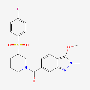 molecular formula C21H22FN3O4S B2748984 (3-((4-氟苯基)磺酰)哌啶-1-基)(3-甲氧基-2-甲基-2H-吲哚-6-基)甲酮 CAS No. 1797835-78-9