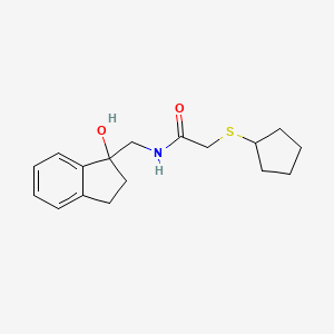 molecular formula C17H23NO2S B2748995 2-(cyclopentylthio)-N-((1-hydroxy-2,3-dihydro-1H-inden-1-yl)methyl)acetamide CAS No. 1448070-27-6