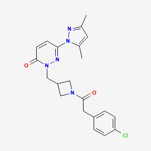 molecular formula C21H22ClN5O2 B2748998 2-((1-(2-(4-chlorophenyl)acetyl)azetidin-3-yl)methyl)-6-(3,5-dimethyl-1H-pyrazol-1-yl)pyridazin-3(2H)-one CAS No. 2310128-64-2