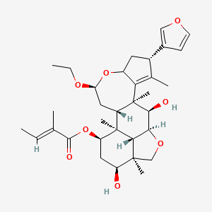 molecular formula C33H46O8 B2749003 [(1S,2S,4S,8S,11S,12R,13S,16S,17S,19R,20S)-4-Ethoxy-8-(furan-3-yl)-12,17-dihydroxy-1,9,11,16-tetramethyl-5,14-dioxapentacyclo[11.6.1.02,11.06,10.016,20]icos-9-en-19-yl] (E)-2-methylbut-2-enoate CAS No. 1019854-61-5