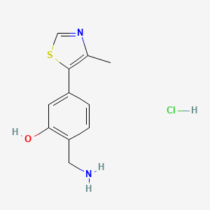 molecular formula C11H13ClN2OS B2749014 2-(氨甲基)-5-(4-甲基噻唑-5-基)苯酚 盐酸盐 CAS No. 2411635-80-6