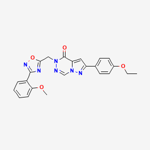 molecular formula C23H20N6O4 B2749022 N-(3-氯-4-氟苯基)-3-(4-(3-甲氧基苯氧基)嘧啶-2-基)苯甲酰胺 CAS No. 1251633-91-6