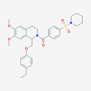 molecular formula C32H38N2O6S B2749023 (1-((4-乙基苯氧基)甲基)-6,7-二甲氧基-3,4-二氢异喹啉-2(1H)-基)(4-(哌啶-1-基磺酰)苯基)甲酮 CAS No. 449765-14-4