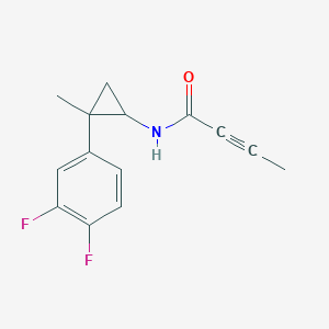 molecular formula C14H13F2NO B2749024 N-[2-(3,4-difluorophenyl)-2-methylcyclopropyl]but-2-ynamide CAS No. 2094679-82-8