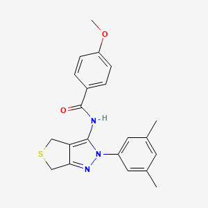 molecular formula C21H21N3O2S B2749032 N-(2-(3,5-dimethylphenyl)-4,6-dihydro-2H-thieno[3,4-c]pyrazol-3-yl)-4-methoxybenzamide CAS No. 361172-08-9