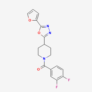 molecular formula C18H15F2N3O3 B2749047 (3,4-二氟苯基)(4-(5-(呋喃-2-基)-1,3,4-噁二唑-2-基)哌啶-1-基)甲酮 CAS No. 1170229-29-4