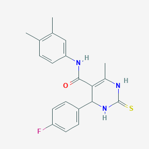 molecular formula C20H20FN3OS B2749051 N-(3,4-dimethylphenyl)-4-(4-fluorophenyl)-6-methyl-2-sulfanylidene-3,4-dihydro-1H-pyrimidine-5-carboxamide CAS No. 406691-82-5