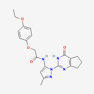 molecular formula C21H23N5O4 B2749060 2-(4-ethoxyphenoxy)-N-(3-methyl-1-(4-oxo-4,5,6,7-tetrahydro-3H-cyclopenta[d]pyrimidin-2-yl)-1H-pyrazol-5-yl)acetamide CAS No. 1002482-26-9
