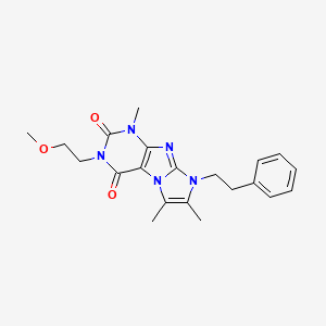 molecular formula C21H25N5O3 B2749063 3-(2-methoxyethyl)-1,6,7-trimethyl-8-phenethyl-1H-imidazo[2,1-f]purine-2,4(3H,8H)-dione CAS No. 900281-20-1