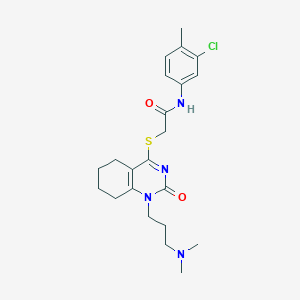 N-(3-chloro-4-methylphenyl)-2-((1-(3-(dimethylamino)propyl)-2-oxo-1,2,5,6,7,8-hexahydroquinazolin-4-yl)thio)acetamide