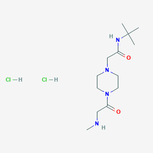 molecular formula C13H28Cl2N4O2 B2749071 N-tert-butyl-2-{4-[2-(methylamino)acetyl]piperazin-1-yl}acetamide dihydrochloride CAS No. 1052551-29-7