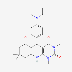 5-(4-(diethylamino)phenyl)-1,3,8,8-tetramethyl-7,8,9,10-tetrahydropyrimido[4,5-b]quinoline-2,4,6(1H,3H,5H)-trione