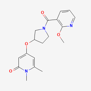 molecular formula C18H21N3O4 B2749074 4-((1-(2-methoxynicotinoyl)pyrrolidin-3-yl)oxy)-1,6-dimethylpyridin-2(1H)-one CAS No. 2034239-51-3