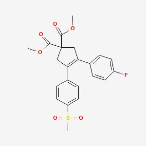 molecular formula C22H21FO6S B2749077 二甲基3-(4-氟苯基)-4-(4-(甲磺酰基)苯基)环戊-3-烯-1,1-二羧酸二乙酯 CAS No. 159429-83-1