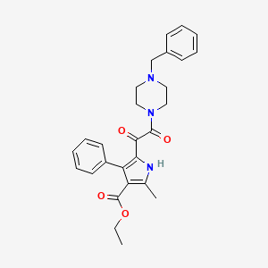 molecular formula C27H29N3O4 B2749088 ethyl 5-[2-(4-benzylpiperazin-1-yl)-2-oxoacetyl]-2-methyl-4-phenyl-1H-pyrrole-3-carboxylate CAS No. 1105204-73-6