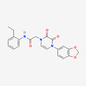 molecular formula C21H19N3O5 B2749095 2-[4-(1,3-benzodioxol-5-yl)-2,3-dioxopyrazin-1-yl]-N-(2-ethylphenyl)acetamide CAS No. 898409-38-6