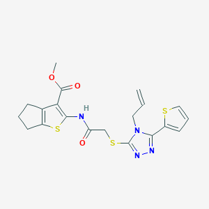 molecular formula C20H20N4O3S3 B274910 methyl 2-[[2-[(4-prop-2-enyl-5-thiophen-2-yl-1,2,4-triazol-3-yl)sulfanyl]acetyl]amino]-5,6-dihydro-4H-cyclopenta[b]thiophene-3-carboxylate 