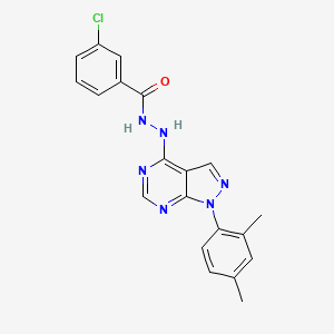 molecular formula C20H17ClN6O B2749104 3-氯-N'-[1-(2,4-二甲基苯基)-1H-吡唑并[3,4-d]嘧啶-4-基]苯甲酰肼 CAS No. 881073-74-1