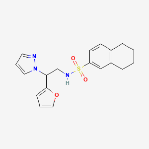 molecular formula C19H21N3O3S B2749105 N-(2-(furan-2-yl)-2-(1H-pyrazol-1-yl)ethyl)-5,6,7,8-tetrahydronaphthalene-2-sulfonamide CAS No. 2034276-20-3