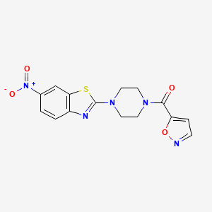 molecular formula C15H13N5O4S B2749107 Isoxazol-5-yl(4-(6-nitrobenzo[d]thiazol-2-yl)piperazin-1-yl)methanone CAS No. 919846-96-1