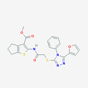 methyl 2-[[2-[[5-(furan-2-yl)-4-phenyl-1,2,4-triazol-3-yl]sulfanyl]acetyl]amino]-5,6-dihydro-4H-cyclopenta[b]thiophene-3-carboxylate
