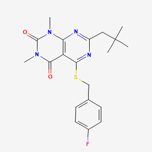 molecular formula C20H23FN4O2S B2749111 5-((4-氟苄基)硫)-1,3-二甲基-7-新戊基嘧啶并[4,5-d]嘧啶-2,4(1H,3H)-二酮 CAS No. 896677-43-3