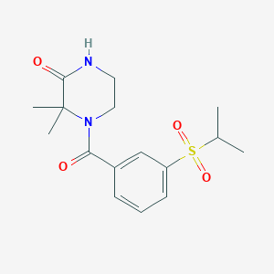 molecular formula C16H22N2O4S B2749113 4-(3-(Isopropylsulfonyl)benzoyl)-3,3-dimethylpiperazin-2-one CAS No. 946208-45-3